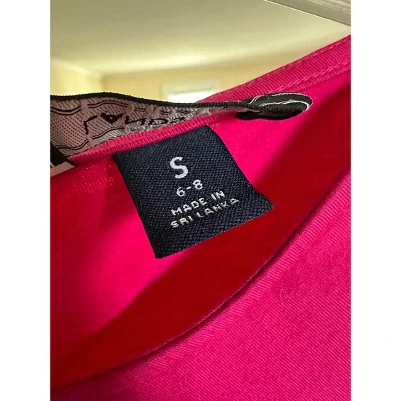 Lands End Womens Pink Mixed Media High Low Short Sleeve Peplum Top S 6-8 - Picture 4 of 7